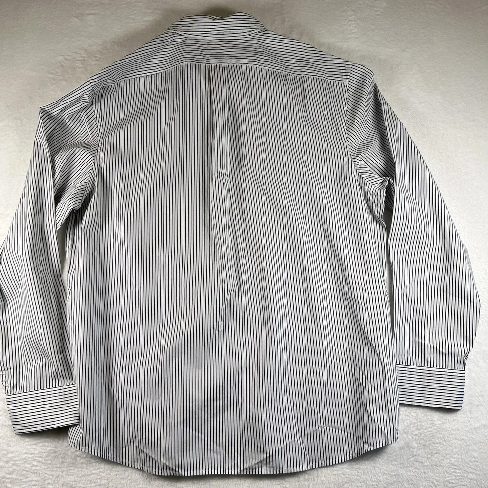 Banana Republic‎ Dress Shirt Mens XL White Striped Organic Cotton Standard Fit